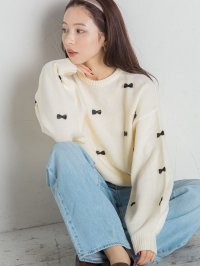 QUEENS COURT/クイーンズコート QUEENS COURT リボン付きアルパカタッチボリュームスリーブニット≪手洗い可能≫/507697137