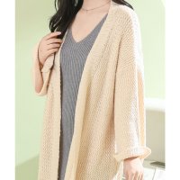 Lace Ladies/レースレディース Lace Ladies ソリッドカラー ローゲージ ロング ニット カーディガン/507700118