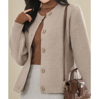 Lace Ladies/レースレディース Lace Ladies ソリッドカラー ラウンドネック 長袖 ニット カーディガン/507700123