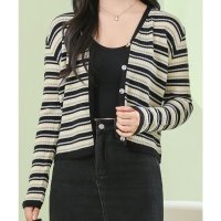 Lace Ladies/レースレディース Lace Ladies マルチボーダー柄 Vネック 長袖 ニット カーディガン/507700125