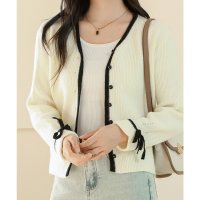 Lace Ladies/レースレディース Lace Ladies 袖リボン 配色ライン 長袖 ニット カーディガン/507700170