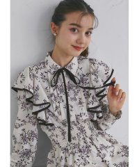 tocco closet/トッコクローゼット tocco closet リボン付きフリル×シャーリングフラワープリントシャツワンピース/507705395