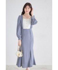 tocco closet/トッコクローゼット tocco closet パール飾り釦付きヨーク切り替え配色ワンピース/507705427