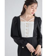 tocco closet/トッコクローゼット tocco closet パール飾り釦付きヨーク切り替え配色ワンピース/507705427