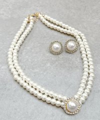 Retica/レティカ Retica パールビジュー2連ネックレス×ピアスアクセサリー2点セット [ネックレス＋ピアス]/507708398