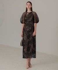 Leja/レジャ Leja スパンコール花柄レース刺繍スリットIラインドレスワンピース美脚効果結婚式 パーティードレス 成人式 20代 30代 40代/507710407