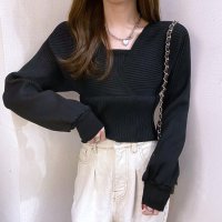 RIFF/リフ Riff デコルテ見せリブニット セーター トップス プルオーバー オフショル 韓国 シンプル ベーシック 長袖 無地/507152790