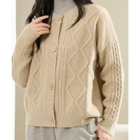 Lace Ladies/レースレディース Lace Ladies ラウンドネック ケーブル柄 長袖 ニット カーディガン/507700122