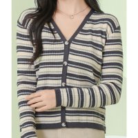 Lace Ladies/レースレディース Lace Ladies マルチボーダー柄 Vネック 長袖 ニット カーディガン/507700125