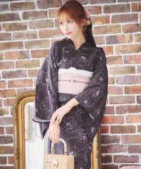 Retica/レティカ Retica 黒地×線画モノトーンフラワー ゆかた3点セット 浴衣 兵児帯 下駄/507708380