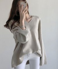 VIVIDLADY/ビビッドレディ VIVIDLADY ニットトップス セーター ゆるニット 韓国ファッションレディース オーバーサイズ ニットセーター トップス 秋 冬 長袖 V/507708592