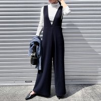 REAL STYLE/リアルスタイル REAL STYLE サロペット レディース オーバーオール つなぎ エンボス 深Vネック 速乾 体型カバー ワイドパンツ 夏 秋 ゆったり 楽/506886913