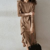 Forcement/フォースメント Forcement 大人フェミニンフリルニットワンピース/507712800
