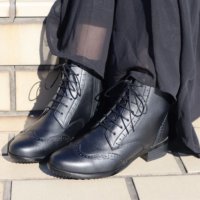 Kobe Oasis/コウベオアシス 神戸オアシス 【天然皮革】レースアップ幅広ショートブーツ EEE/507716662