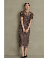 niana/ニアナ niana フェザーフラワーフレアスリーブドレス 結婚式 成人式 同窓会 ディナー デイリー パーティードレス オケージョンドレス お呼ばれワンピース/507717474