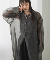 hunch/ハンチ hunch シアーチェック バンドカラーシャツワンピース/507723194