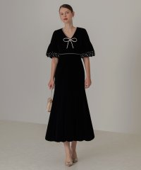 Leja/レジャ Leja パールストーンリボンベロアギャザードレス美脚効果結婚式 パーティードレス 成人式 20代 30代 40代/507725663