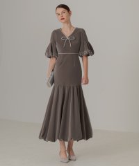 Leja/レジャ Leja パールストーンリボンベロアギャザードレス美脚効果結婚式 パーティードレス 成人式 20代 30代 40代/507725663