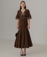 Leja/レジャ Leja パールストーンリボンベロアギャザードレス美脚効果結婚式 パーティードレス 成人式 20代 30代 40代/507725663