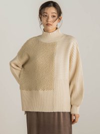 Droite Lautreamont/ドロワット ロートレアモン Droite lautreamont シャギーブロッキングニット≪手洗い可能≫/507726073