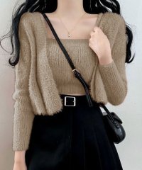 Girly Doll/ガーリードール Girly Doll シャギーニットトップス＋カーディガン 二枚セット【韓国ファッション】/507726473