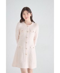 tocco closet/トッコクローゼット tocco closet フェイクポケット付きパールビジュー飾り釦スパンコールツイードミニワンピース/507726098