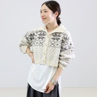 Aletta vita/アレッタ ヴィータ Aletta vita ノルディックジャガードハイネックカーディガン/507728476