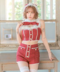 Tika/ティカ Tika サンタコス 4点set へそ出しトップス×ショートパンツレーステープパールツイードガーリーツイン王道サンタコスプレ 【返品不可商品】/507729060