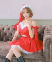 Tika/ティカ Tika サンタコス 3点set オフショルリボントップス×ボリュームシフォンフレアスカートガーリーサンタコスプレドレス【返品不可商品】/507729061