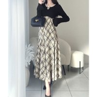 Classical Elf/クラシカルエルフ Classical Elf 【mily bilet】チョーカー使い配色パイピングカットソードッキングチェックワンピース/507729775