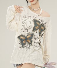 HOOK/フック HOOK 【HOOK】for girls バタフライパッチアシンメトリー透かしニットソー/507730406