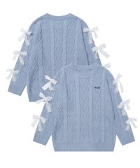 HOOK/フック HOOK 【HOOK】for girls 袖リボン付きハートケーブルニットプルオーバー/507730409