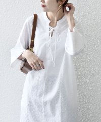 SHIPS any WOMEN/SHIPS any:〈洗濯機可能〉エンブロイダリー シャンブレー レースアップ ワンピース/507730917