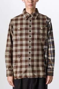 A TENTATIVE ATELIER/ア テンタティブ アトリエ A TENTATIVE ATELIER Avis N.：DISTRESSED PATCH CHECKS SHIRT/507144532