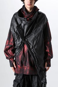JULIUS/ユリウス JULIUS 10oz Coated Denim Asymmetry Hooded Vest/507531279