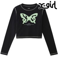 X-girl/エックスガール X－girl SPRAY BUTTERFLY PRINT L/S BABY TEE OFF－WHITE [105244011002]/507731053