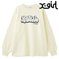 X-girl/エックスガール X－girl PLUMP LOGO LAYERED SWEAT TOP WHITE [105244012011]/507731054