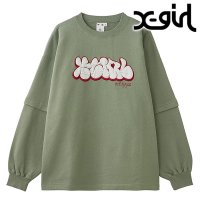 X-girl/エックスガール X－girl PLUMP LOGO LAYERED SWEAT TOP WHITE [105244012011]/507731054