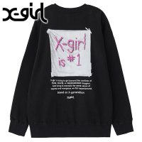 X-girl/エックスガール X－girl FLAG BIG SWEAT TOP ASH [105244012034]/507731057