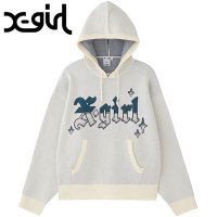 X-girl/エックスガール X－girl GRADIENT LOGO JACQUARD KNIT HOODIE WHITE [105244015009]/507731059