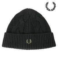 FRED PERRY/フレッドペリー FRED PERRY LAMBSWOOL CABLE BEANIE BLACK [C8135－102]/507731080
