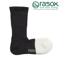 rasox/ラソックス rasox ニューウォームウール・クルー ブラックグレー [CA182CR02]/507731088