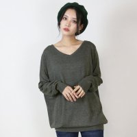 JUNGLE JALOPY/ジャングルジャロピー JUNGLE JALOPY 大きいサイズレディース ロング丈 Vネック ニット ワンピース チュニック 綿ニット 綿100% 長袖 レディ/507732129