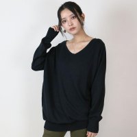 JUNGLE JALOPY/ジャングルジャロピー JUNGLE JALOPY 大きいサイズレディース ロング丈 Vネック ニット ワンピース チュニック 綿ニット 綿100% 長袖 レディ/507732129