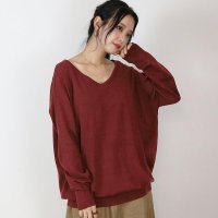 JUNGLE JALOPY/ジャングルジャロピー JUNGLE JALOPY 大きいサイズレディース ロング丈 Vネック ニット ワンピース チュニック 綿ニット 綿100% 長袖 レディ/507732129