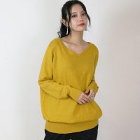 JUNGLE JALOPY/ジャングルジャロピー JUNGLE JALOPY 大きいサイズレディース ロング丈 Vネック ニット ワンピース チュニック 綿ニット 綿100% 長袖 レディ/507732129