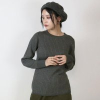 JUNGLE JALOPY/ジャングルジャロピー JUNGLE JALOPY 大きいサイズ レディース ラウンドネック コットン リブニット 長袖 薄手 トップス M L LL 3L 4L/507732130