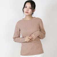 JUNGLE JALOPY/ジャングルジャロピー JUNGLE JALOPY 大きいサイズ レディース ラウンドネック コットン リブニット 長袖 薄手 トップス M L LL 3L 4L/507732130