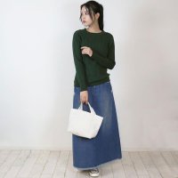 JUNGLE JALOPY/ジャングルジャロピー JUNGLE JALOPY 大きいサイズ レディース ラウンドネック コットン リブニット 長袖 薄手 トップス M L LL 3L 4L/507732130