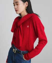 VIS/ワンポイント胸刺繍ケーブルニットプルオーバー/507732344